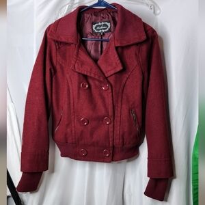 Ambiance Burgundy Wool Blend Jacket - Size M